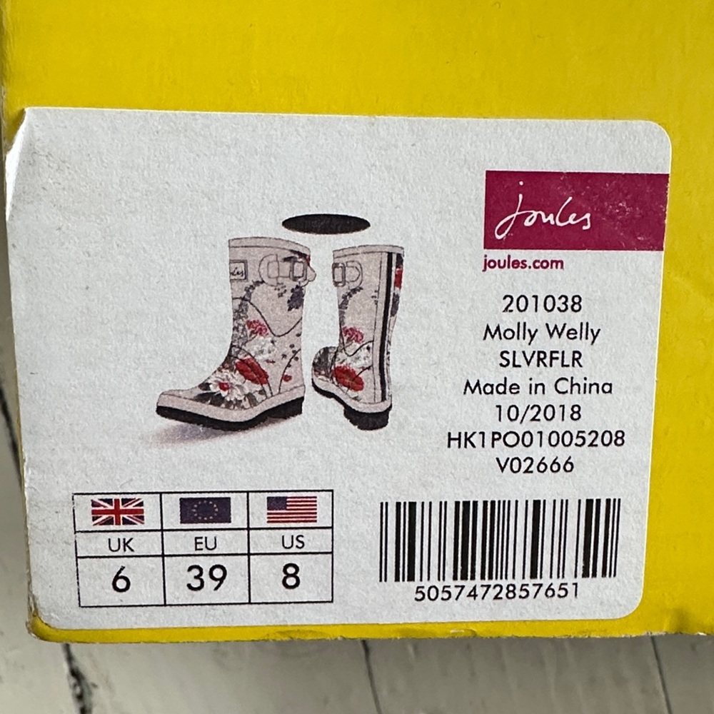 Joules Gray and Blue Floral Rain Boots - Picture 5 of 13